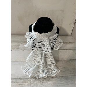Woman’s white lace snap crocheted 3 tier collar
